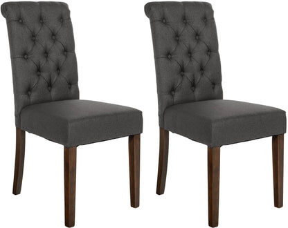 In And OutdoorMatch Eetkamerstoel Bret - Donkergrijs - Set van 2 - Stof - Hoogwaardige bekleding - Tijdloze eetkamerstoel - Vintage look Eetkamerstoel