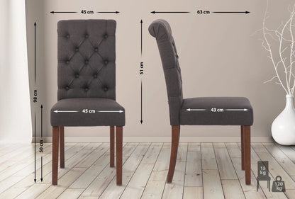 In And OutdoorMatch Eetkamerstoel Bret - Donkergrijs - Set van 2 - Stof - Hoogwaardige bekleding - Tijdloze eetkamerstoel - Vintage look Eetkamerstoel