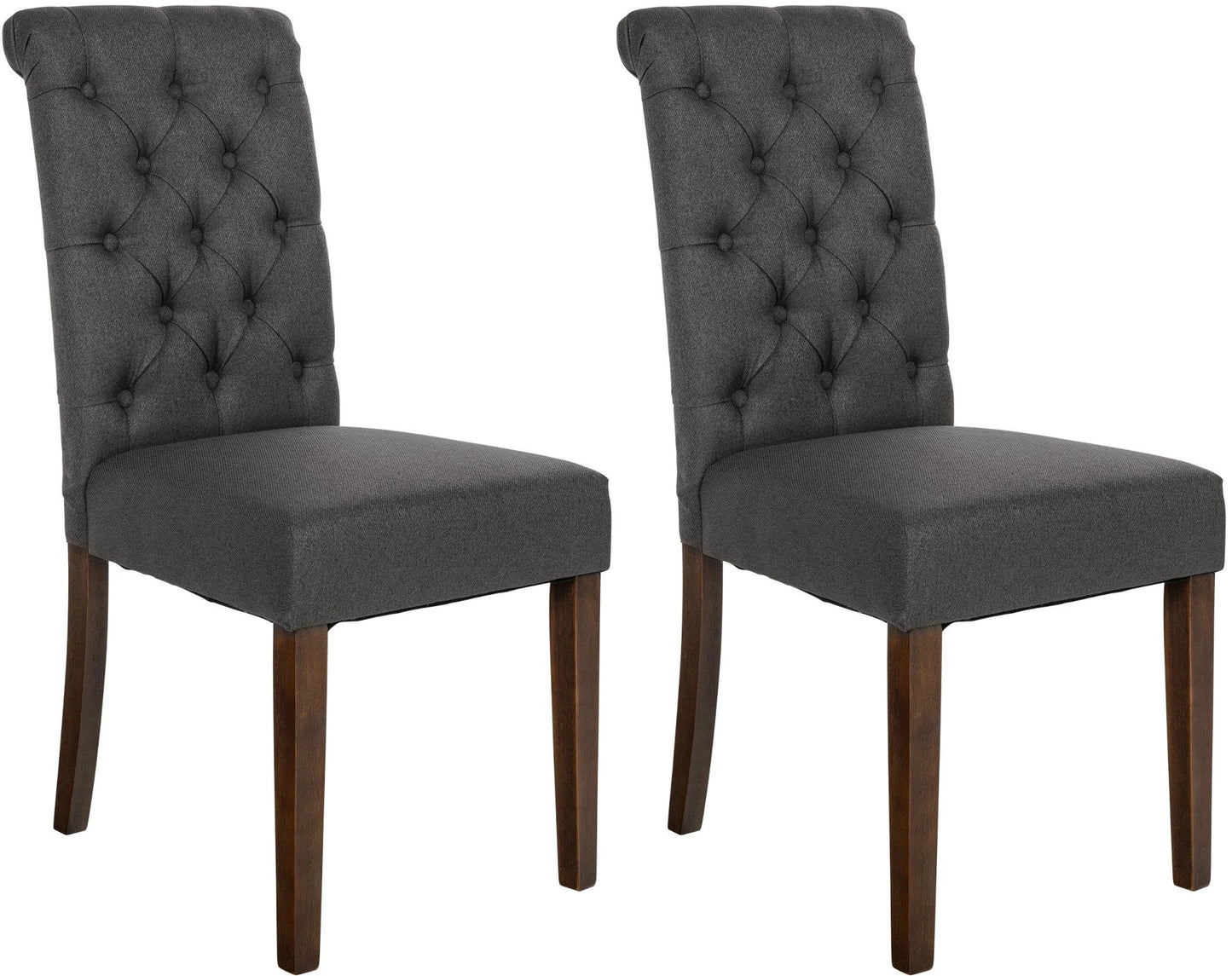 In And OutdoorMatch Eetkamerstoel Bret - Donkergrijs - Set van 2 - Stof - Hoogwaardige bekleding - Tijdloze eetkamerstoel - Vintage look Eetkamerstoel