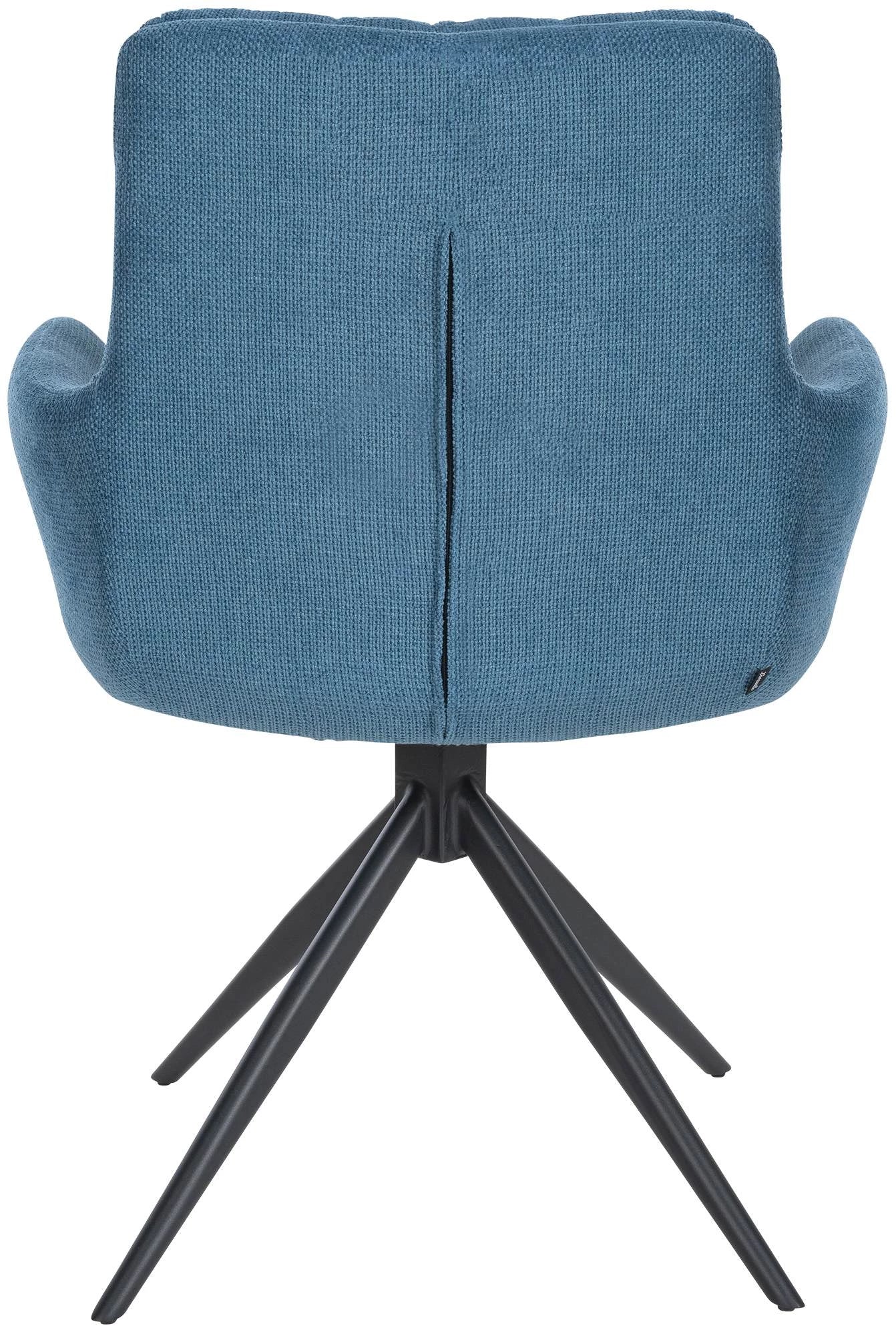 In And OutdoorMatch Eetkamerstoel Bruce - Blauw - Stof - Met Armleuning - Hoogwaardige Bekleding - Stijlvolle Eetkamerstoel - Deluxe Look Eetkamerstoel