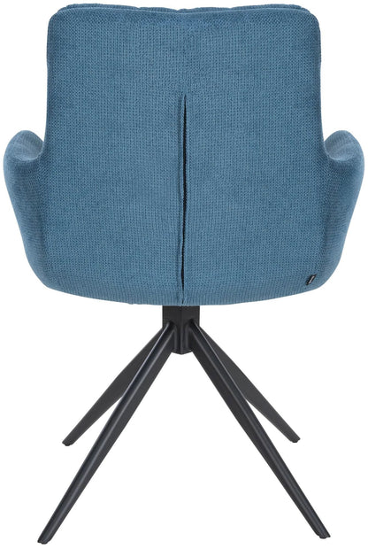 In And OutdoorMatch Eetkamerstoel Bruce - Blauw - Stof - Met Armleuning - Hoogwaardige Bekleding - Stijlvolle Eetkamerstoel - Deluxe Look Eetkamerstoel