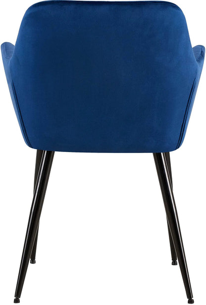 In And OutdoorMatch Eetkamerstoel Coleen - Blauw - Set van 2 - Fluweel - Hoge kwaliteit bekleding - Luxe eetkamerstoel - Moderne look Eetkamerstoel