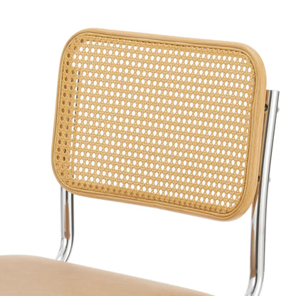 In And OutdoorMatch Eetkamerstoel Jacky - Set van 2 - Kunstlederen Zitting - Gestoffeerde Zitting - Bruin en Chroom - 83x50x54cm - Eetkamerstoel - Eenvoudige Montage Eetkamerstoel