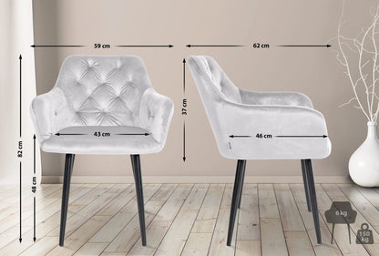 In And OutdoorMatch Eetkamerstoel Jimi - Wit - Fluweel - Hoge kwaliteit bekleding - Deluxe Eetkamerstoel - Vintage Look Eetkamerstoel