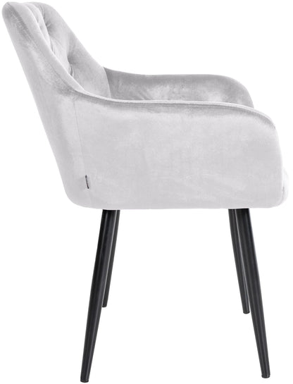 In And OutdoorMatch Eetkamerstoel Jimi - Wit - Fluweel - Hoge kwaliteit bekleding - Deluxe Eetkamerstoel - Vintage Look Eetkamerstoel