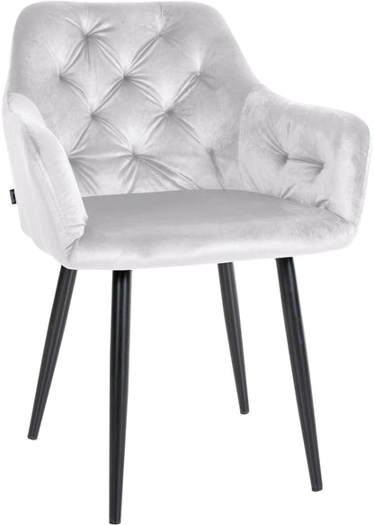 In And OutdoorMatch Eetkamerstoel Jimi - Wit - Fluweel - Hoge kwaliteit bekleding - Deluxe Eetkamerstoel - Vintage Look Eetkamerstoel