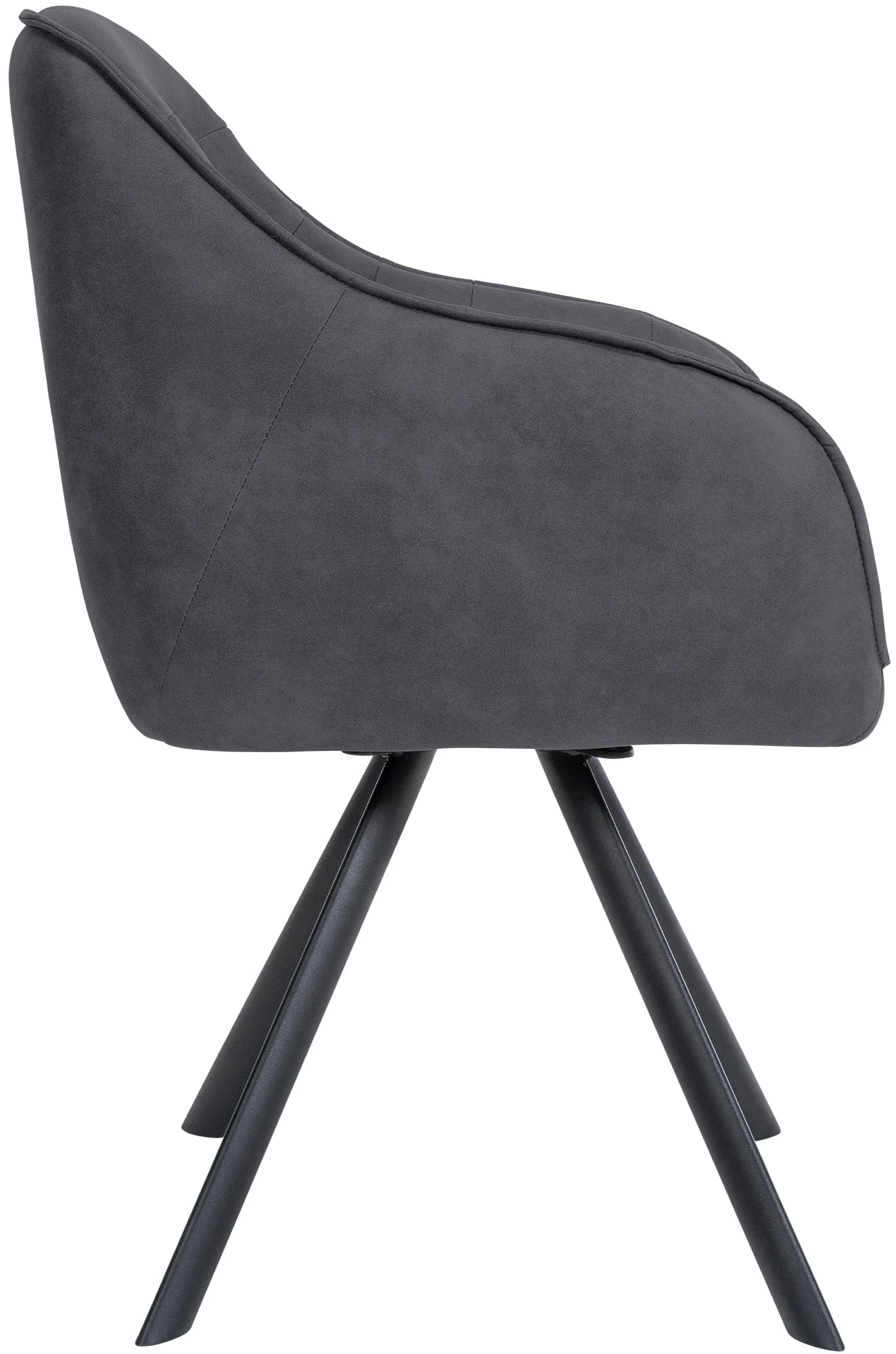 In And OutdoorMatch Eetkamerstoel Jozef - Donkergrijs - Met Armleuningen - Fluweel - Hoogwaardige Bekleding - Comfortabele en Luxe Eetkamerstoel - Vintage Look Eetkamerstoel