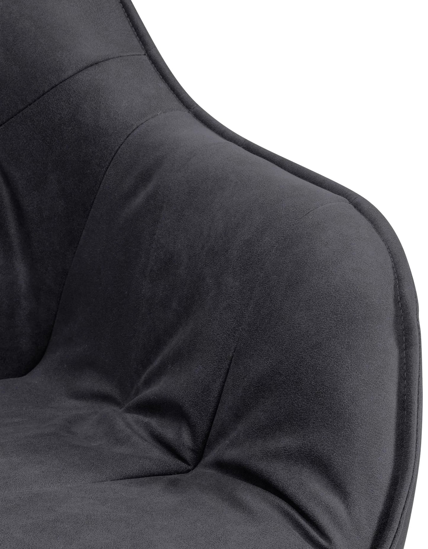 In And OutdoorMatch Eetkamerstoel Jozef - Donkergrijs - Met Armleuningen - Fluweel - Hoogwaardige Bekleding - Comfortabele en Luxe Eetkamerstoel - Vintage Look Eetkamerstoel