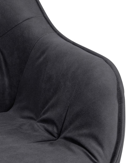 In And OutdoorMatch Eetkamerstoel Jozef - Donkergrijs - Met Armleuningen - Fluweel - Hoogwaardige Bekleding - Comfortabele en Luxe Eetkamerstoel - Vintage Look Eetkamerstoel