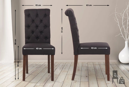 In And OutdoorMatch Eetkamerstoel Karina - Donkergrijs - Set van 2 - Stof - Hoogwaardige bekleding - Tijdloze eetkamerstoel - Vintage look Eetkamerstoel