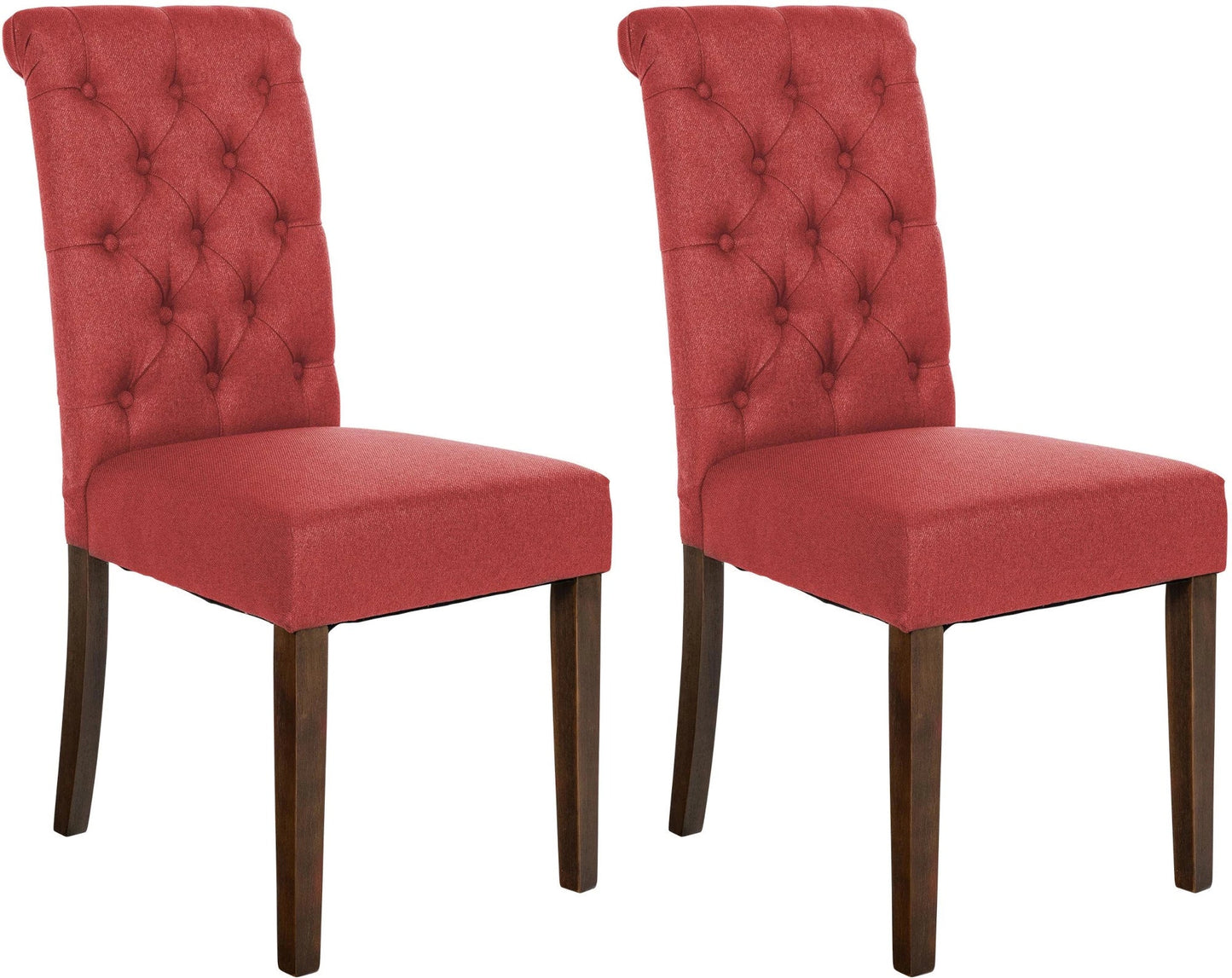 In And OutdoorMatch Eetkamerstoel Kodey - Rood - Set van 2 - Stof - Hoge kwaliteit bekleding - Tijdloze eetkamerstoel - Vintage Look Eetkamerstoel