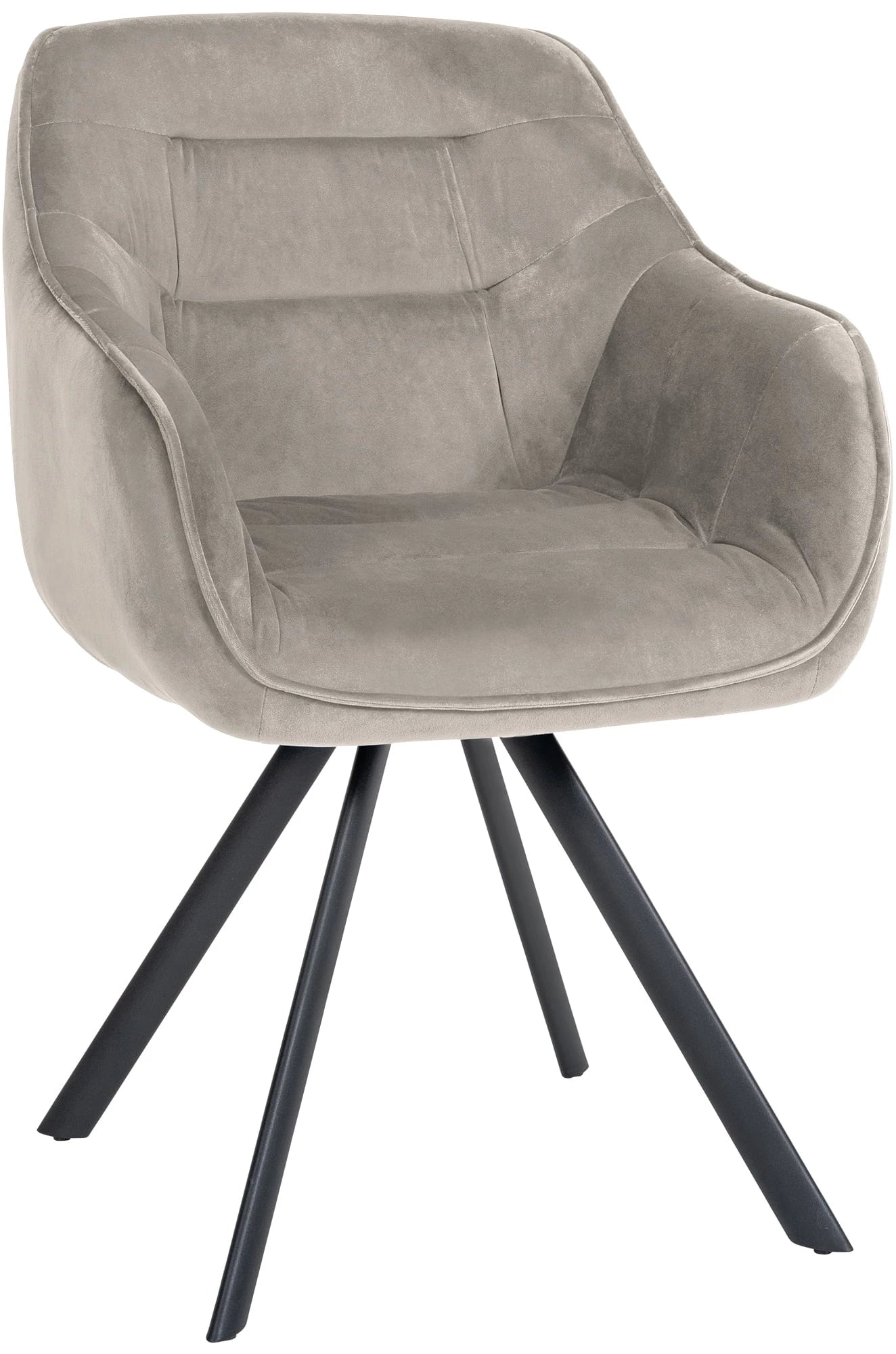 In And OutdoorMatch Eetkamerstoel Liselot - Lichtgrijs - Met Armleuningen - Fluweel - Hoge Kwaliteit Bekleding - Comfortabele en Luxe Eetkamerstoel - Vintage Look Eetkamerstoel