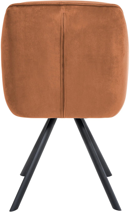 In And OutdoorMatch Eetkamerstoel Luisina - Bruin - Met Armleuningen - Fluweel - Hoge Kwaliteit Bekleding - Comfortabele en Luxe Eetkamerstoel - Vintage Look Eetkamerstoel