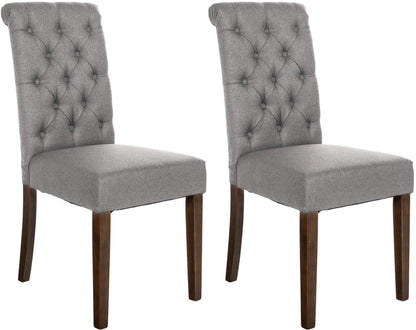 In And OutdoorMatch Eetkamerstoel Mabella - Grijs - Set van 2 - Stof - Hoge kwaliteit bekleding - Tijdloze eetkamerstoel - Vintage Look Eetkamerstoel