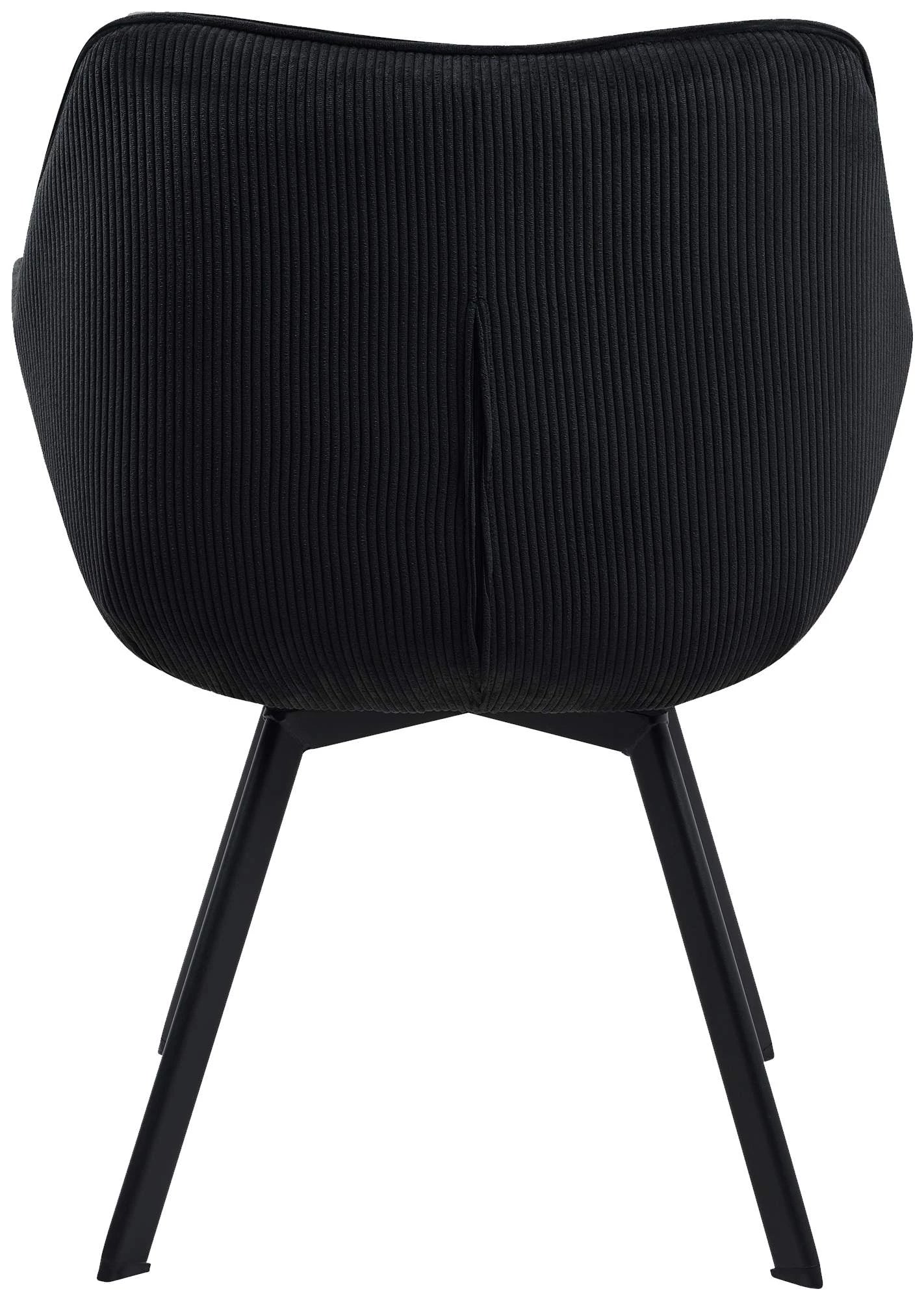 In And OutdoorMatch Eetkamerstoel Ralf - Zwart - Stof - Hoge kwaliteit bekleding - Corduroy Eetkamerstoel - Stijlvolle en eigentijdse uitstraling Eetkamerstoel