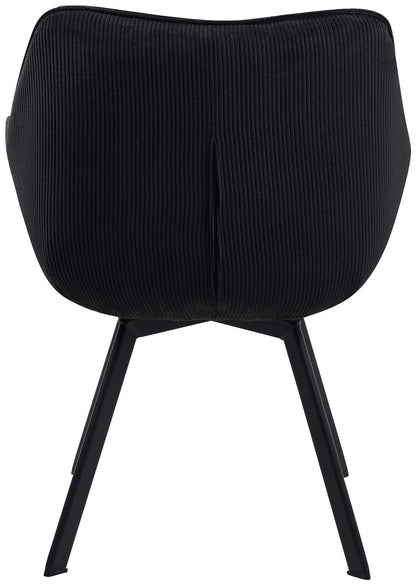 In And OutdoorMatch Eetkamerstoel Ralf - Zwart - Stof - Hoge kwaliteit bekleding - Corduroy Eetkamerstoel - Stijlvolle en eigentijdse uitstraling Eetkamerstoel
