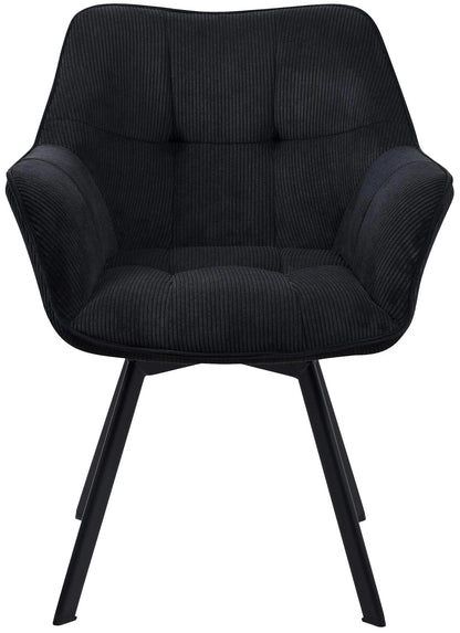 In And OutdoorMatch Eetkamerstoel Ralf - Zwart - Stof - Hoge kwaliteit bekleding - Corduroy Eetkamerstoel - Stijlvolle en eigentijdse uitstraling Eetkamerstoel