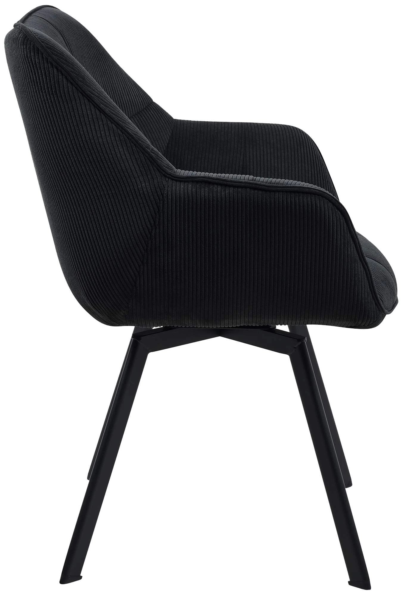In And OutdoorMatch Eetkamerstoel Ralf - Zwart - Stof - Hoge kwaliteit bekleding - Corduroy Eetkamerstoel - Stijlvolle en eigentijdse uitstraling Eetkamerstoel