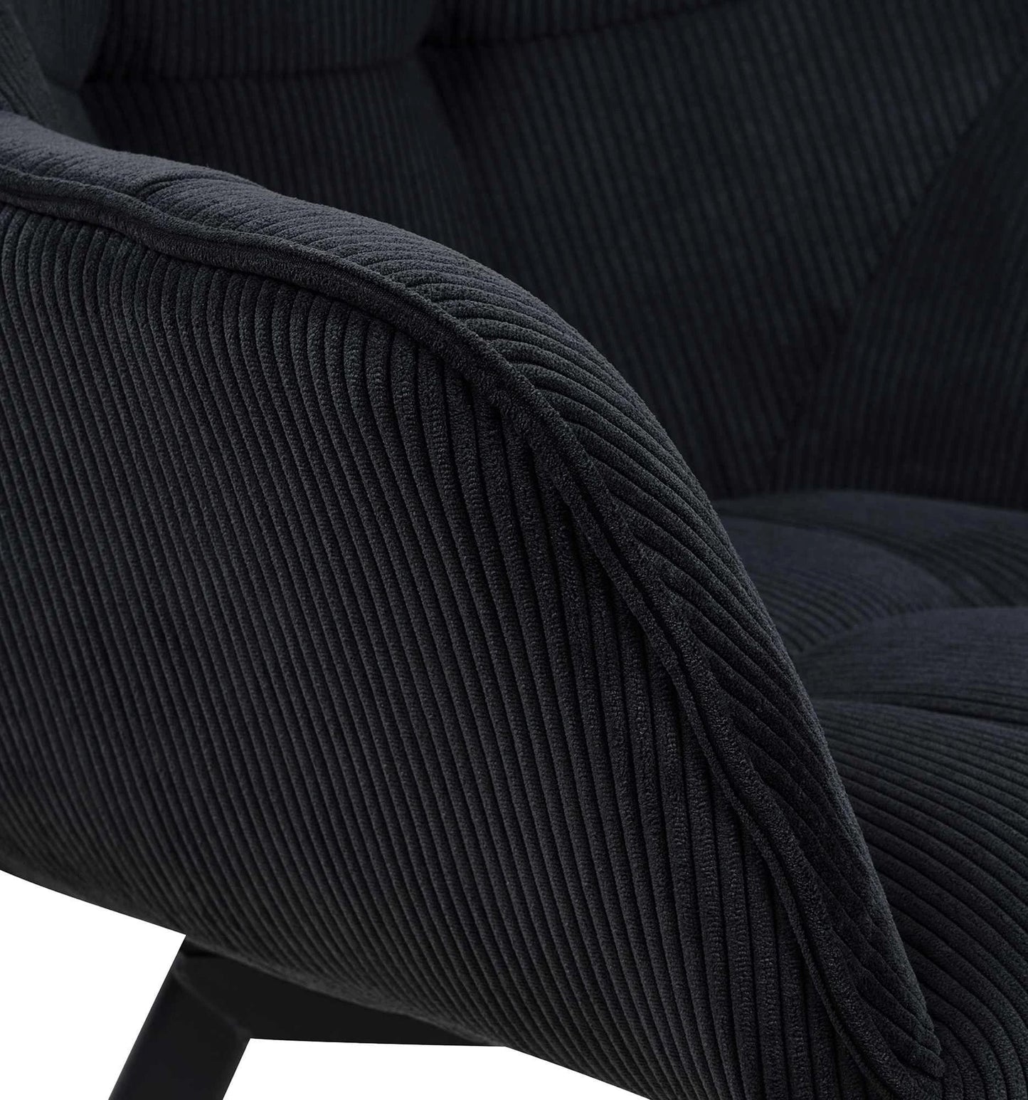 In And OutdoorMatch Eetkamerstoel Ralf - Zwart - Stof - Hoge kwaliteit bekleding - Corduroy Eetkamerstoel - Stijlvolle en eigentijdse uitstraling Eetkamerstoel
