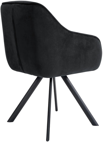 In And OutdoorMatch Eetkamerstoel Rico - Zwart - Met Armleuningen - Fluweel - Hoogwaardige Bekleding - Comfortabele en Luxe Eetkamerstoel - Vintage Look Eetkamerstoel