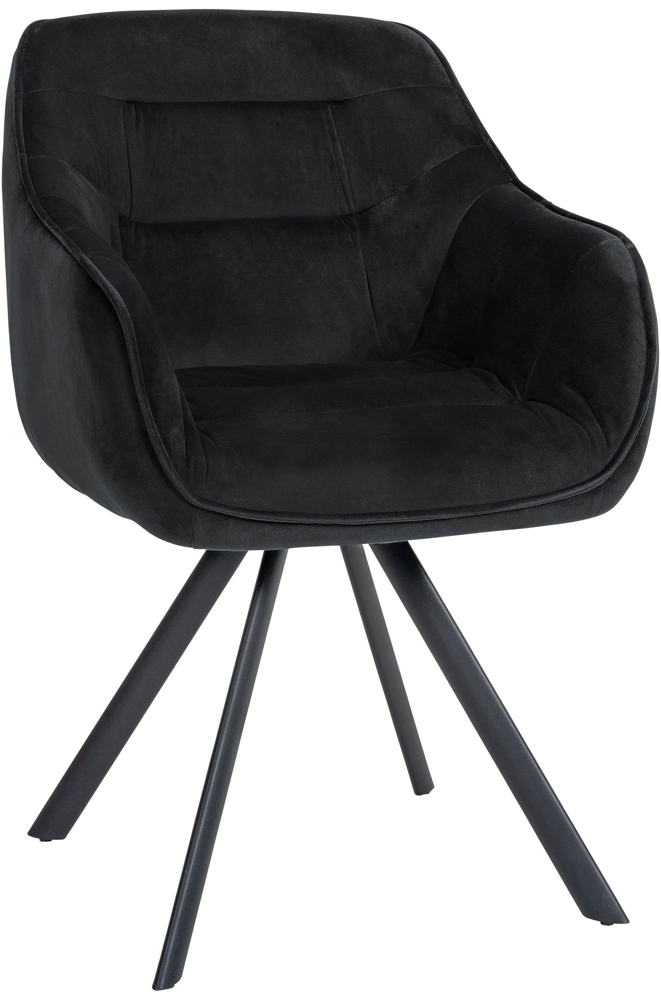 In And OutdoorMatch Eetkamerstoel Rico - Zwart - Met Armleuningen - Fluweel - Hoogwaardige Bekleding - Comfortabele en Luxe Eetkamerstoel - Vintage Look Eetkamerstoel