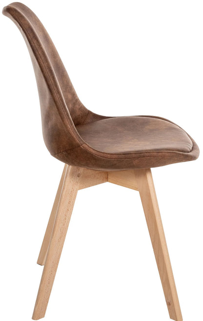 In And OutdoorMatch Eetkamerstoel Shannen - Set van 4 - Kunstleer - Hoogwaardige bekleding - Luxe Eetkamerstoel - Vintage Look - Robuust Houten Frame Eetkamerstoel