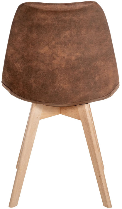 In And OutdoorMatch Eetkamerstoel Shannen - Set van 4 - Kunstleer - Hoogwaardige bekleding - Luxe Eetkamerstoel - Vintage Look - Robuust Houten Frame Eetkamerstoel