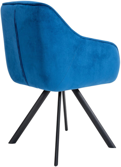 In And OutdoorMatch Eetkamerstoel Tamika - Blauw - Met Armleuningen - Fluweel - Hoge Kwaliteit Bekleding - Comfortabele en Luxe Eetkamerstoel - Vintage Look Eetkamerstoel