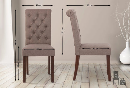 In And OutdoorMatch Eetkamerstoel Vera - Grijs - Stof - Hoge kwaliteit bekleding - Tijdloze eetkamerstoel - Vintage Look Eetkamerstoel