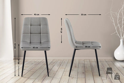 In And OutdoorMatch Eetkamerstoelen Elvis- Grijs - Set van 4 - Stof - Hoge kwaliteit bekleding - Luxe eetkamerstoelen - Moderne look Eetkamerstoel