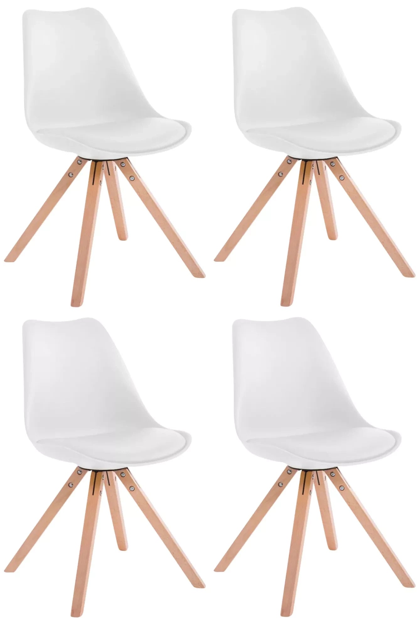 In And OutdoorMatch Eetkamerstoelen modern Toulouse - Wit - Zithoogte 48cm - Kuipstoel - Woonkamerstoelen - Bezoekersstoel - Keukenstoelen - Set van 4 Eetkamerstoel