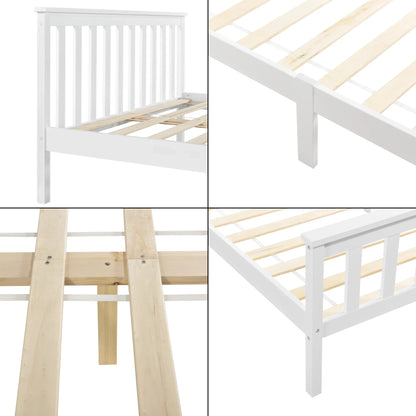 In And OutdoorMatch Houten Bed Bridie - Met Bedbodem - 160x200 cm - Wit - Snelle Montage Eén persoon slapen