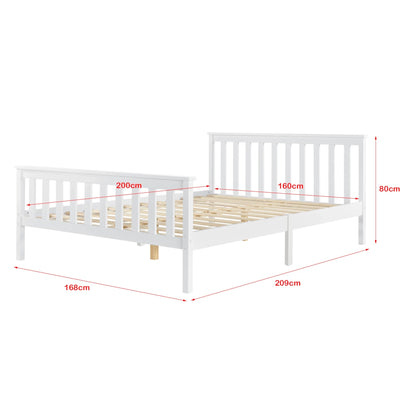In And OutdoorMatch Houten Bed Bridie - Met Bedbodem - 160x200 cm - Wit - Snelle Montage Eén persoon slapen
