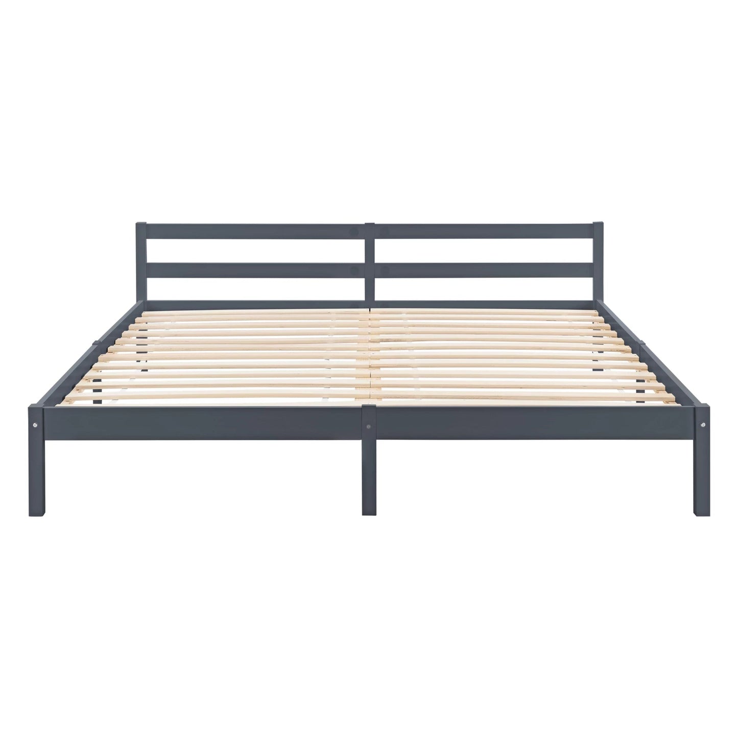 In And OutdoorMatch Houten Bed Fernando - Grenen - Met Bedbodem - 180x200 cm - Donkergrijs - Snelle montage bed twee personen