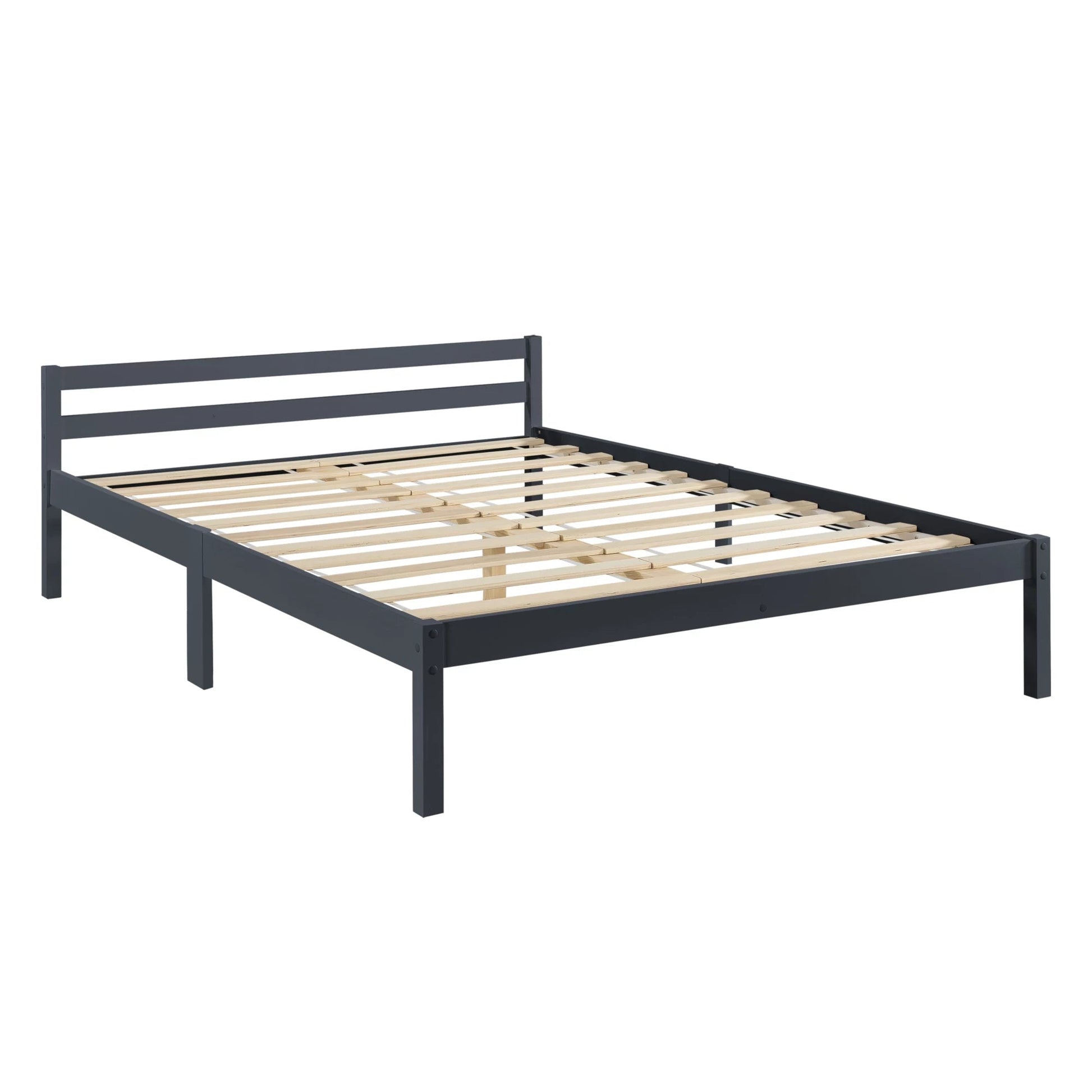 In And OutdoorMatch Houten Bed Jesse - Grenen - Met Bedbodem - 140x200 cm - Donkergrijs - Snelle Montage bed twee personen