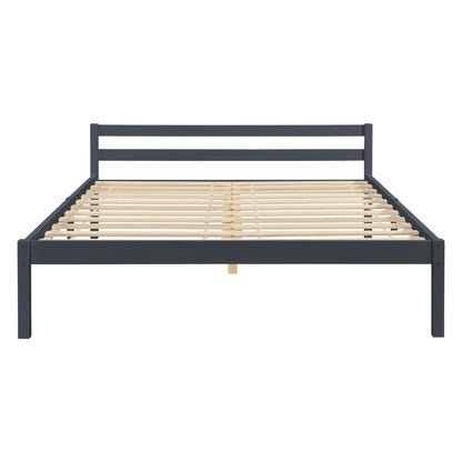 In And OutdoorMatch Houten Bed Jesse - Grenen - Met Bedbodem - 140x200 cm - Donkergrijs - Snelle Montage bed twee personen
