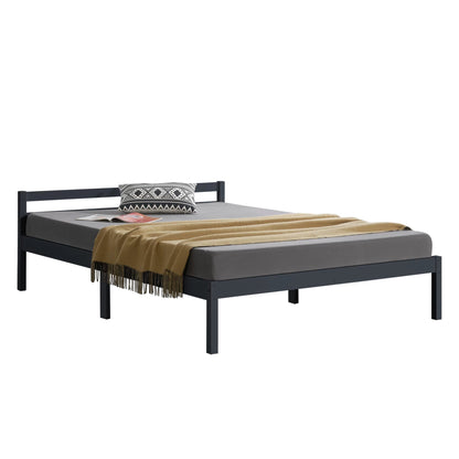 In And OutdoorMatch Houten Bed Jesse - Grenen - Met Bedbodem - 140x200 cm - Donkergrijs - Snelle Montage bed twee personen