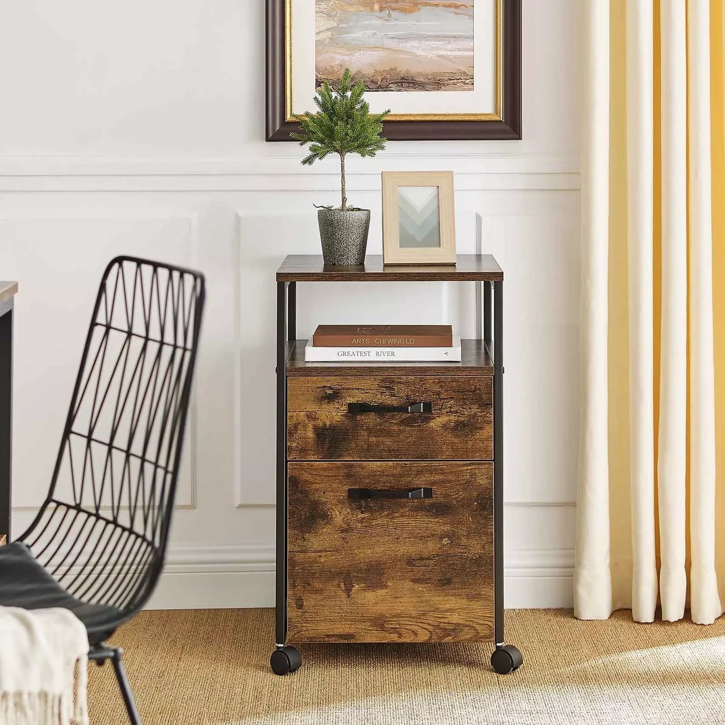 In And OutdoorMatch Industriële ladekast Joyo - Kantoor - Bureau - Slaapkamer - Ladekast op wielen - Hout - 41x45x66cm File cabinet