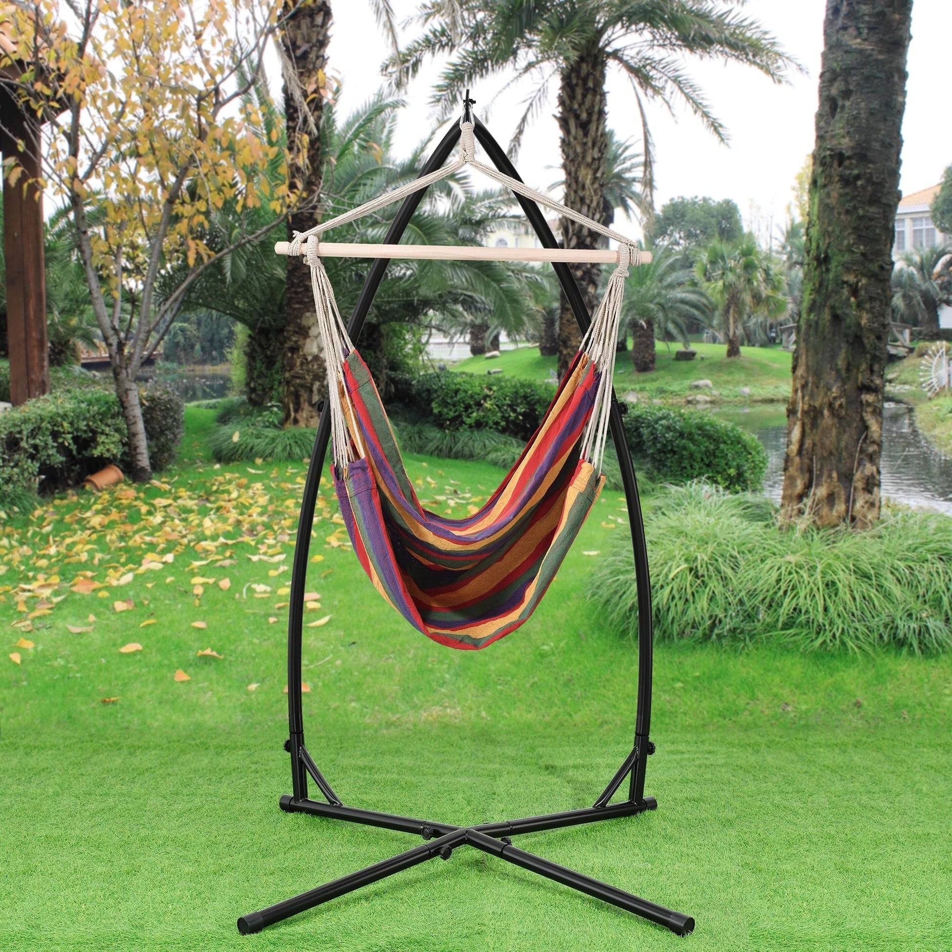 In And OutdoorMatch Katoenen Hangstoel Serino - 100x100 cm - Tot 130 kg - Meerkleurig Hangmat