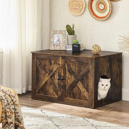 In And OutdoorMatch Kattenbak Annie - Kattenhuis - Met Deurtjes - Vintage Bruin/Zwart Kattenbak / kattenbak