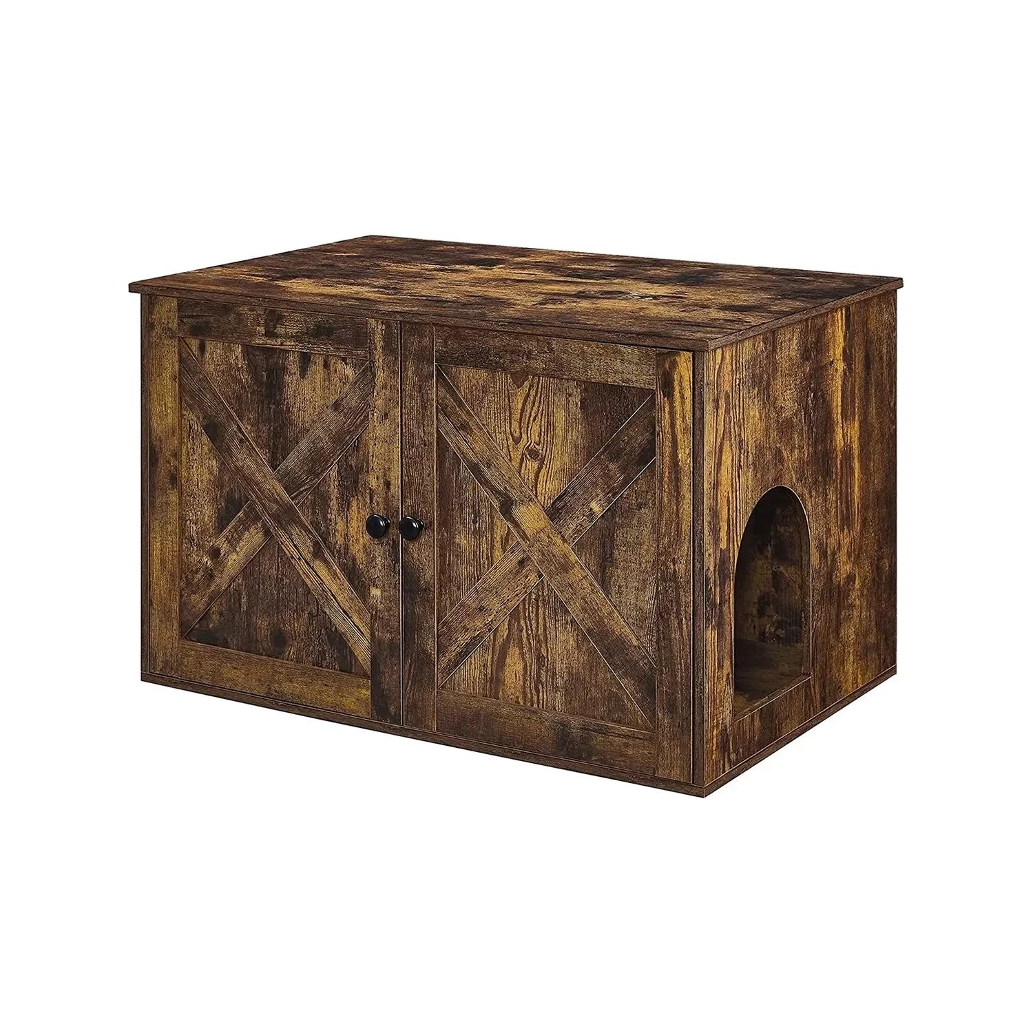 In And OutdoorMatch Kattenbak Annie - Kattenhuis - Met Deurtjes - Vintage Bruin/Zwart Kattenbak / kattenbak