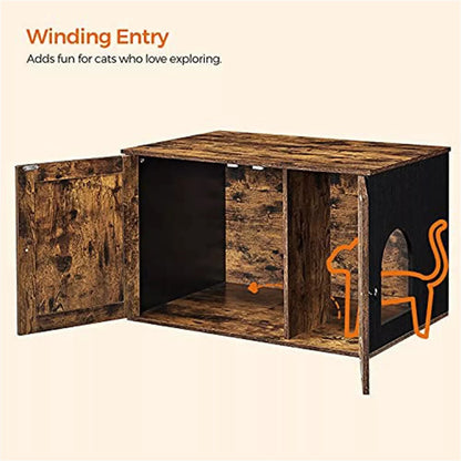 In And OutdoorMatch Kattenbak Casimir - Kattenhuis - Met Deurtjes - Vintage Bruin/Zwart Kattenbak / kattenbak