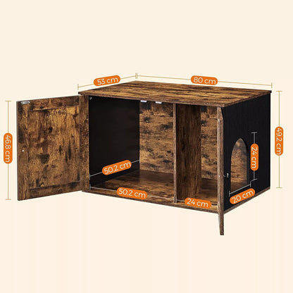 In And OutdoorMatch Kattenbak Casimir - Kattenhuis - Met Deurtjes - Vintage Bruin/Zwart Kattenbak / kattenbak