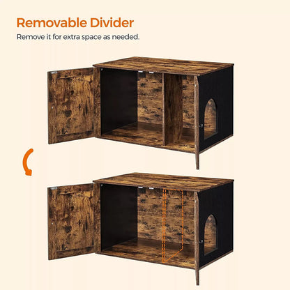 In And OutdoorMatch Kattenbak Casimir - Kattenhuis - Met Deurtjes - Vintage Bruin/Zwart Kattenbak / kattenbak