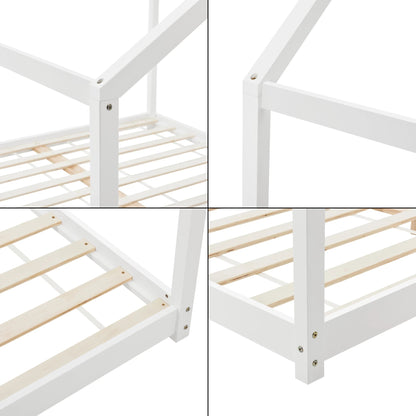 In And OutdoorMatch Kinderbed Sunny - Huisbed - Met Lattenbodem - 180x200cm - Wit - Snelle Montage bed twee personen