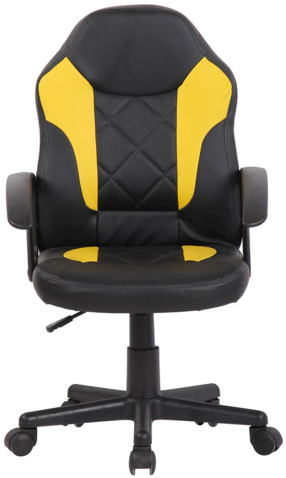 In And OutdoorMatch Kinderbureaustoel Regena - Zwart en Geel - Kunstleer - Hoogwaardige bekleding - Comfortabel gevoerd - Leuke uitstraling Bureaustoel