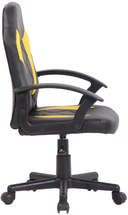 In And OutdoorMatch Kinderbureaustoel Regena - Zwart en Geel - Kunstleer - Hoogwaardige bekleding - Comfortabel gevoerd - Leuke uitstraling Bureaustoel