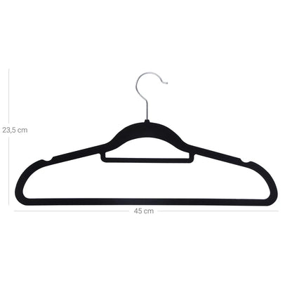 In And OutdoorMatch Kledinghangers Eladio - 20 stuks - Zwart - Broekhangers - Anti slip - Ruimtebesparend - 45x6x23cm Kleerhanger
