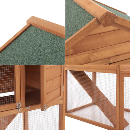 In And OutdoorMatch Konijnenhok Lamar - 110x160x61 cm - Houtkleurig - Grenen en Metaal - Twee Verdiepingen - Voor kleine dieren Dierenkooi