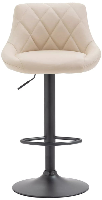 In And OutdoorMatch Leren barkruk Ursula - Creme zwart - Zithoogte 60-81 cm - Ergonomische barstoelen - In hoogte verstelbaar - Set van 1 - Met rugleuning - Voor keuken en bar Barkrukken / hocker